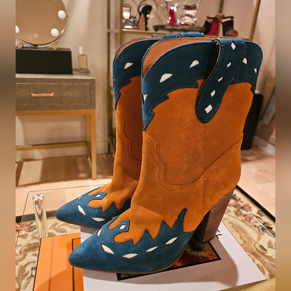 Dingo blue and orange cowboy boots